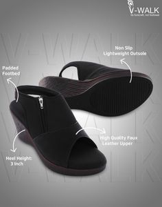 Black Wedge Slingback Sandals