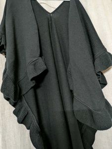 Black Winter Woolen Wrap Jacket