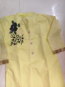Yellow Embroidered Kurta