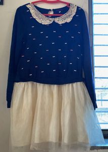 SFC Navy Blue Dress with Lace Collar