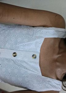 White Eyelet Button-Down Dress size S