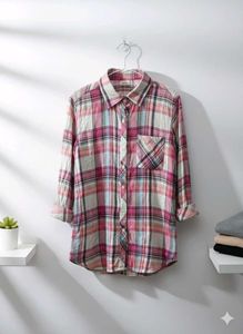 Pink Plaid Flannel Shirt