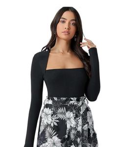 Black Deep Neck Top