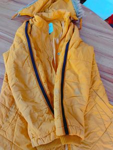 YELLOW COLOUR BRANDED JACKET WITH TWO POCKET