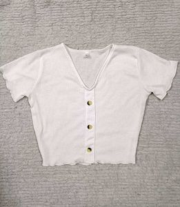 Cute White Ribbed Top🤍