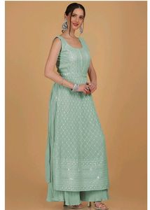 Mint Green Flared Palazzo Suitare Trouser Suit
