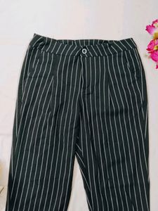 Black N White Strips Pant For Girls