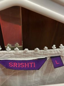 Srishti White Embroidered Top - Size L