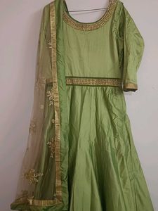 Green &amp; Gold Anarkali Suit