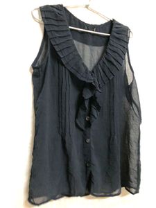 Blue Sleeveless Shirt Top