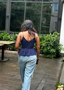 Navy Peplum Tank