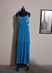 Turquoise Embroidered Maxi Dress