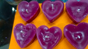 Scented Love Candles Handmade Magenta Colour