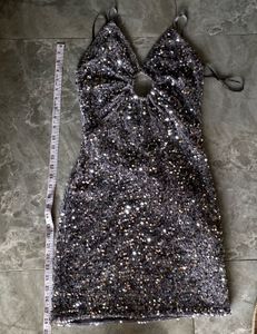 Forever 21 Grey-Blue Velvet Sequin Dress