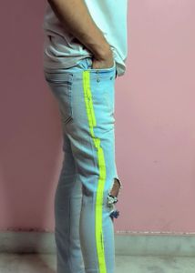 denim sky blue and white jeans