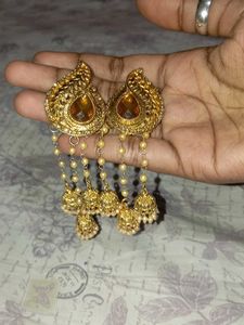 Elegant Gold-tone Jhumka Earrings