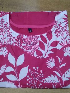 Pink And White Colour Printed Kurti
