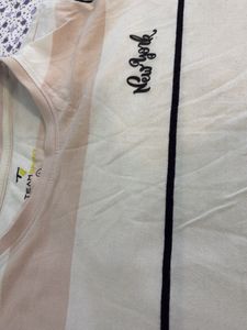 T-shirt- Peach And White