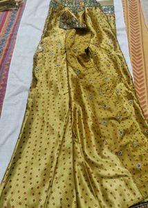 Mustard Yellow Silk Saree With Bandhani Prints