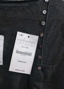Gray Button-Detail Sweater