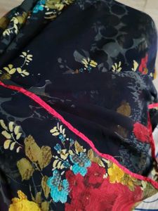 Navy Blue Georgette Saree–Lightweight, Comfortable