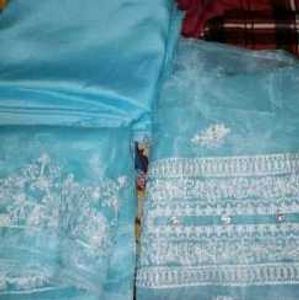 Light Blue Unstitched Embroidery Suit