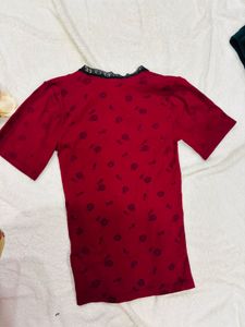 Red Floral Top