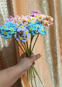 Crochet  Flower Forgot Me Not Bouquet ( Pack Of 2)