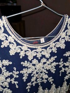 Elegant Navy Blue Embroidered Anarkali
