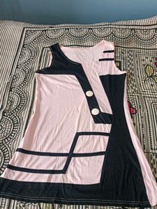 Black Pink Long Top In Size M