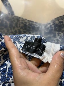 Blue &amp; White Floral Ruched Playsuit