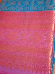 Blue &amp; Pink Silk Saree