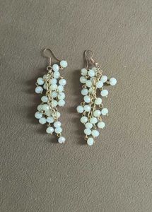 White Bead Dangle Earrings