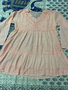 Peach Chikankari Kurti