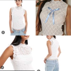 Lace Y2k Fitted Printeresty Top