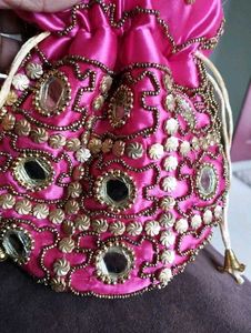 bag Maroon Women Potli for Wedding, Puja or PartyM