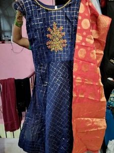 Anarkali With Dupatta Stone Work Embroidery Wor