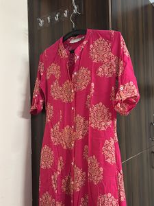 Utsa by Westside -Pink Floral Print Anarkali Kurti