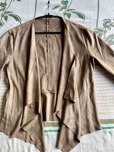 Zara Beige Cascading Suede Jacket