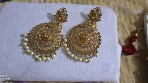 Big Golden Perl Earing Set