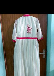 White Floral Embroidered Anarkali