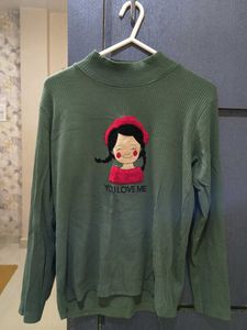 Cute Green Embroidered sweat shirt