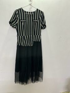 Korean Thrifted Black Net Middie Dress