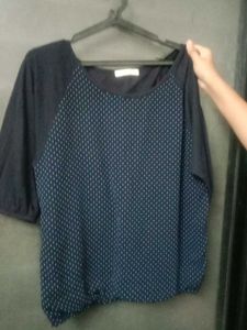 Navy Polka Dot Top
