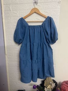 Blue Tiered Mini Dress