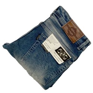 Blue Washed Slim-Fit Jeans for Men Size 32