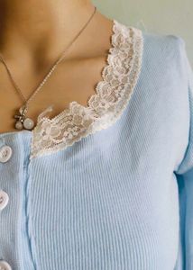 Asthetic Blue Lace Top