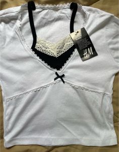 Lace Trim Bow Tie Crop Top