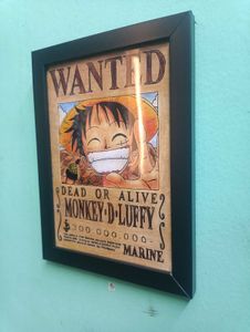(New!) One Piece Luffy Wanted Poster (Framed)