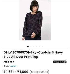 Stylish Navy Print Top